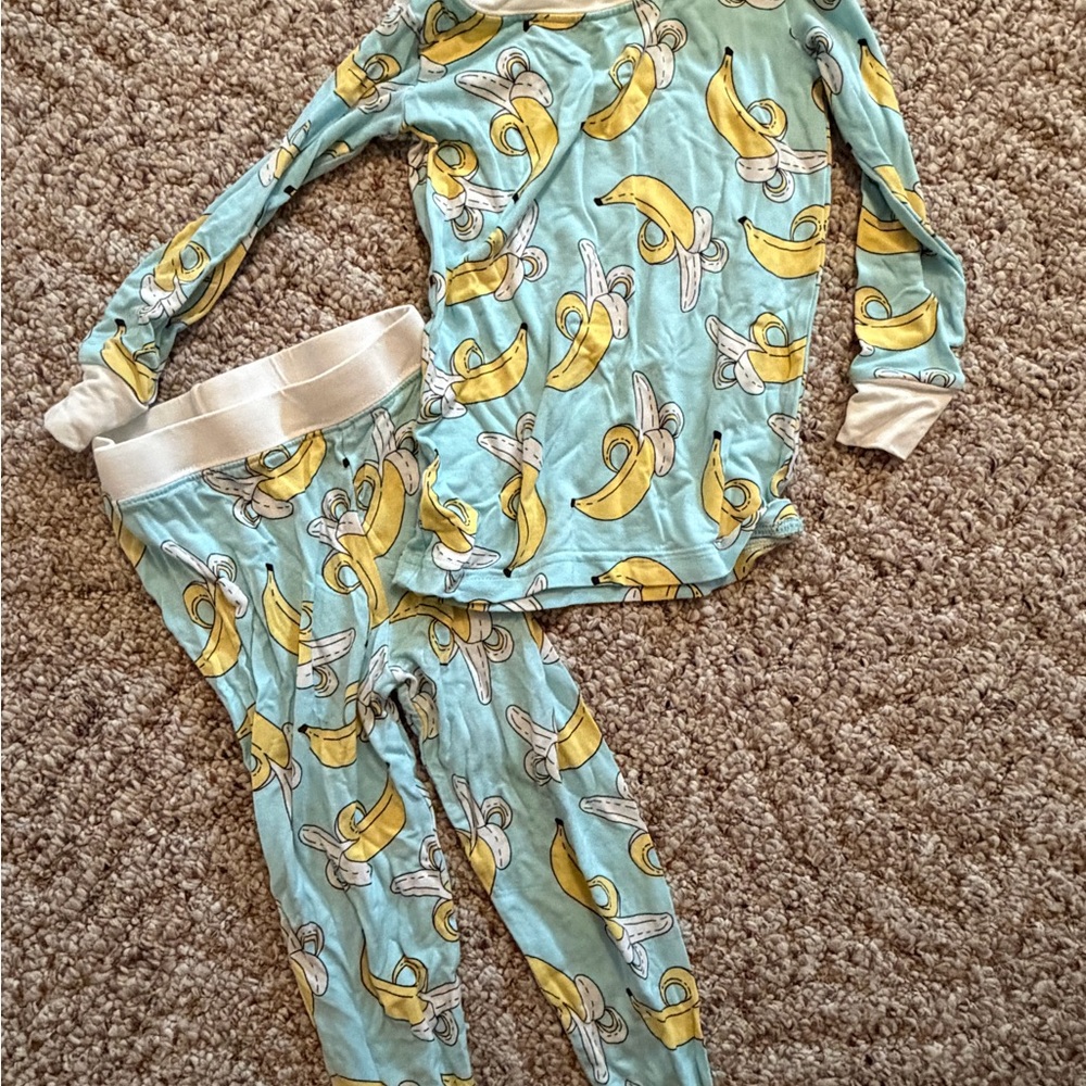 Little Sleepies Banana Print Pajama Set - Light Blue